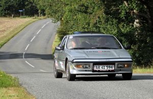 Sport klassen blev vundet af Peter Carlsson, Ølstykke og Michael Lauritsen, Slangerup, som her ses i det bakkede landskab i Søhøjlandet i deres sjældne Talbot Matra Murena 2.2 fra 1983.