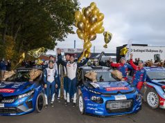 Rally Stoholm udløste hårfin DM-afgørelse De tre bedste mandskaber i årets Rally Stoholm; (f.v.) Jacob Madsen/Line Nedergaard, Kenneth Madsen/Mads Dalsager og Ib Kragh/Jeannette Kvick (foto: Jokum Tord Larsen).