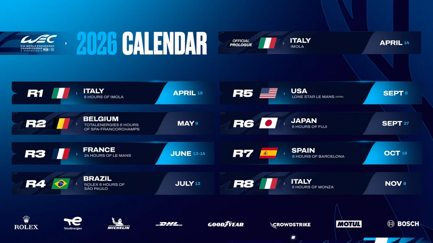 FIA WEC kalender 2026