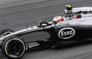 Kevin Magnussen on track.