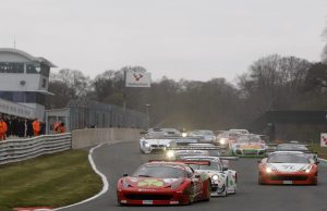 2013-04-01 Start of Race 2 Hector Lester / Allan Simonsen Rosso Verde Ferrari 458 Italia GT3 leads