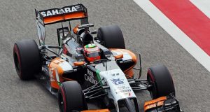 Sergio Perez (MEX) Sahara Force India F1 VJM07. Formula One Testing, Bahrain Test Two, Day Two, Friday 28th February 2014. Sakhir, Bahrain.
